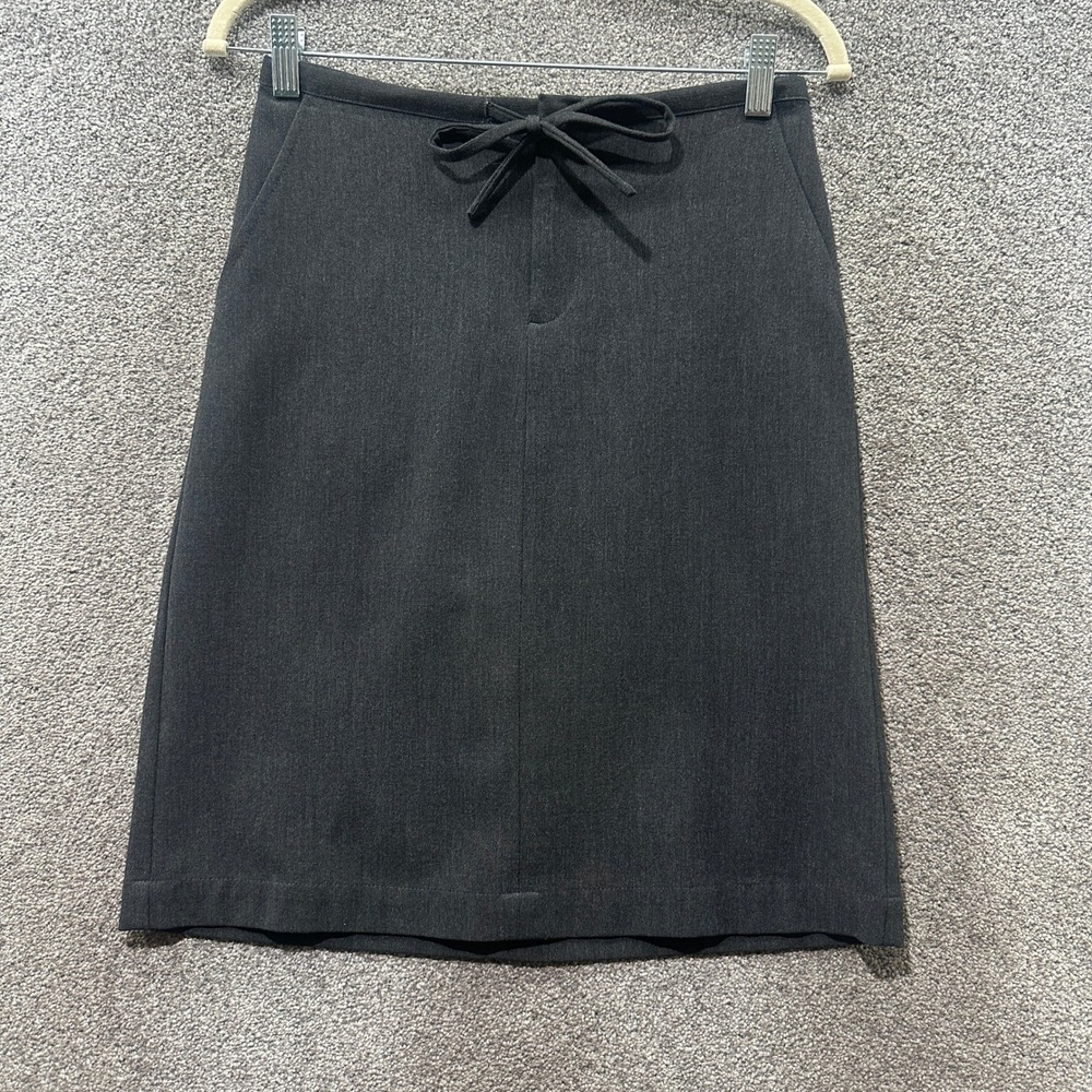 VTG Y2k Gap Pencil Skirt Women 2 Gray Straight Drawstring Career Workwear Office